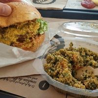 burger with cous cous salad at Hank Cuisine Végétale - Archives in Paris