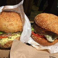 On the left ";La Catcheuse";, on the right ";le Touriste"; at Hank Cuisine Végétale - Archives in Paris