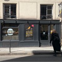 Whilst not the most inviting of shop fronts, their burgers are yum!! at Hank Cuisine Végétale - Archives in Paris