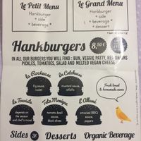 Menu at Hank Cuisine Végétale - Archives in Paris