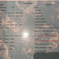 Drinks menu at Hanako in Watford