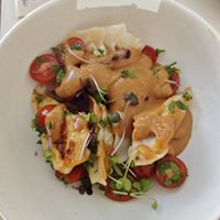 Gyoza salad at Let It Bloom in Valencia