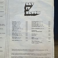 Current Drinks Menu  at Let It Bloom in Valencia