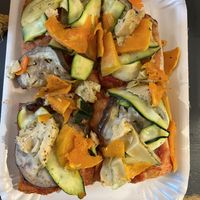 Pizza rossa con zucchine, zucca, carciofi e melanzane  at Dal Grano in Verona