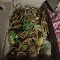 ‘Chicken’ noodles   at Sunflower Thai Vegetarian Restaurant in Auckland