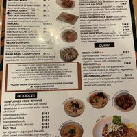 Menu current as of today  at Sunflower Thai Vegetarian Restaurant in Auckland