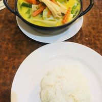 Green curry with rice  at Sunflower Thai Vegetarian Restaurant in Auckland