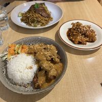 Dishes with vegan duck and chicken as well as fried cauliflower  at Sunflower Thai Vegetarian Restaurant in Auckland