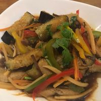 Eggplant with special sauce.  at Sunflower Thai Vegetarian Restaurant in Auckland