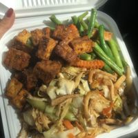 Combination: lemongrass tofu, green beans & noodles at Dong Phuong Tofu in San Jose