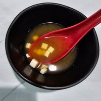 Miso soup, ordered without seaweed at Umami Japanese Steakhouse in Columbia