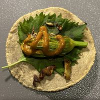 Squash blossom taco  at Raíz in Mexico City