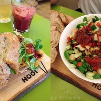 Hummus sandwich and pasta salad. at Hooi in Utrecht