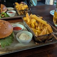 Vegan burger and french fries at Casa Vecchia in Biograd Na Moru