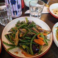 Aubergine and green beans at Sichuan House in Edinburgh