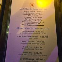 Ice cream menu at Erie St GastroPub in Windsor