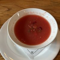 Summer melon and tomato gazpachoo  at Stable Café in Asheville