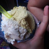 hazelnut, pistachio & vanilla! at Cremeria Romana in Rome