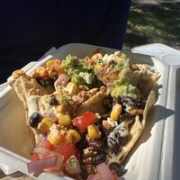 Nachos with tofu crumbles  at Fancy Plants - Food Truck in Ellsworth