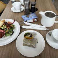 Wrap with roast veg. Filo pastry with curry.  at Foragers Cafe in Ararat