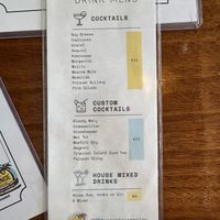 Drink menu   at The Canoe House in Palau