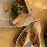 My Palestinian falafel on the left and my boyfriend’s veggie shawarma (which he also loved) on the right!   at Umi Falafel - Dame St in Dublin