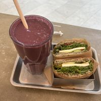 sir pesto and a blueberry smoothiee  at Plants By Us in Helsinki