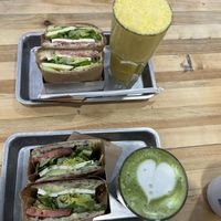 Sandwiches and smoothie / matcha   at Plants By Us in Helsinki