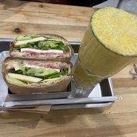 Maple mustard sandwich and banger smoothie   at Plants By Us in Helsinki