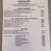 Menu1  at Caffe Bar YES in Pjescana Uvala
