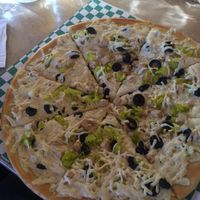 Greek chick'n pizza at The Dog House Tavern in Kanab