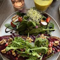 Beetroot Stulle and golden milk  at Cafe Meesa in Hamburg