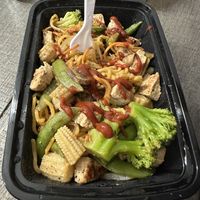 Stir Fry- Korean BBQ with Lo Mein noodles and Chik’un   at AYCE Mongolian Grill in Middle Island