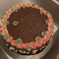 Custom gluten free cake - vanilla with salted caramel sauce inside and chocolate frostingg  at Sweet Almond - Plant Based Bakery in Dublin