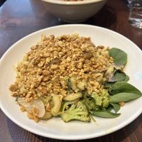 Walnut crumbles on the cashew Mac with broccoli!   at be love in Victoria