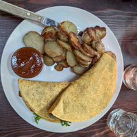 Quesadilla with roasted potatoes at be love in Victoria