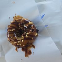 Vegan/gf turtle doughnut at Parlor Doughnuts in Gulf Shores