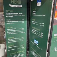 Menu at Falafel Fellas in North West London