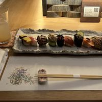 10 piece special and ginger ale  at Shojin Sushi Minamo in Osaka