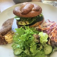 Zucchini pretzel sandwich at Folksaka in Osaka