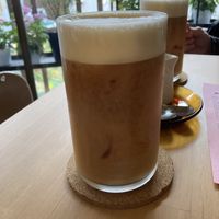 Iced soy latte. They go out of their way to source a soy milk that actually foams properly and it really works well here.  at Folksaka in Osaka