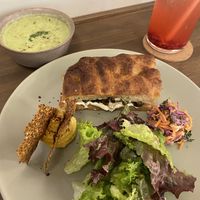 Mushroom sandwich with the soup of the day   at Folksaka in Osaka