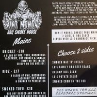 Menu at Saint Monday in East London