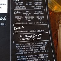 Menu 2 at Saint Monday in East London