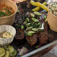 Brisket with Beans and Potato Salad at Saint Monday in East London