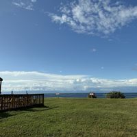 View of the ocean from inside. Outside seating also availablee  at The Rusty Anchor Restaurant in Inverness