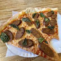 Vegan Vodka Sausage Basil Pizza  at Vinnie's Pizzeria in Brooklyn