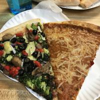 vegan veggie slice & vodka sauce slice  at Vinnie's Pizzeria in Brooklyn