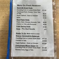 Menu  at Go Fresh in Newtown