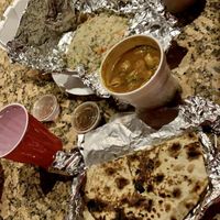 Well packed delivery. Mushroom mattar, fried rice, samosa, lentil soup, naan, mixed vegetable.  at Himalayan Restaurant in Big Bear Lake